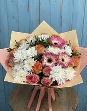 Букет цветов из:  Розы, Герберы и Хризантемы в Гремячинске