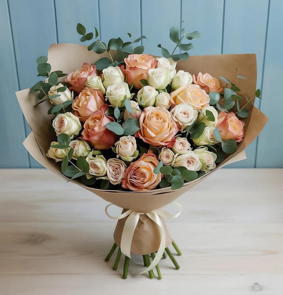 Букет цветов из: Альстромерии и Розы в Гремячинске