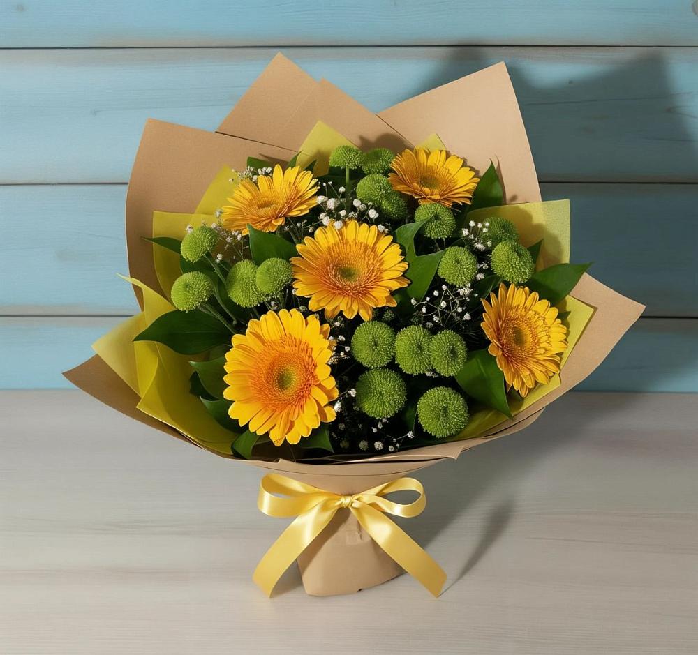 Букет цветов из: Герберы и Хризантемы в Гремячинске