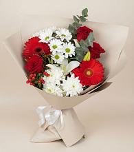 Букет цветов из:  Розы, Хризантемы, Герберы и Лилии в Гремячинске