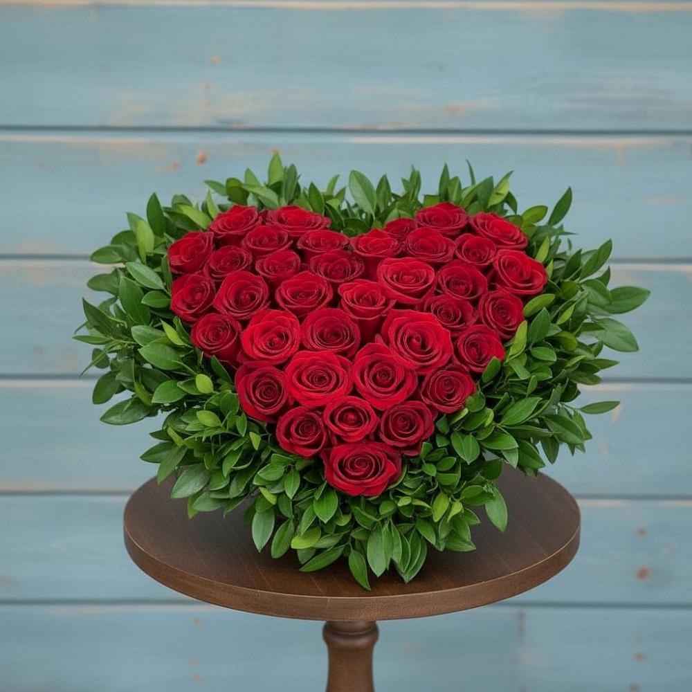 Цветочная композиция из Розы в виде сердца в Гремячинске