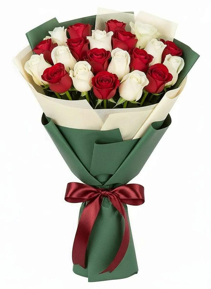 Букет Микс из красных и белых роз в Гремячинске