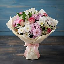 Букет цветов из:  Хризантемы, Альстромерии и Розы в Гремячинске