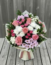 Букет цветов из:  Альстромерии, Гвоздики, Розы и Хризантемы #REPLACE_PRED# Гремячинске